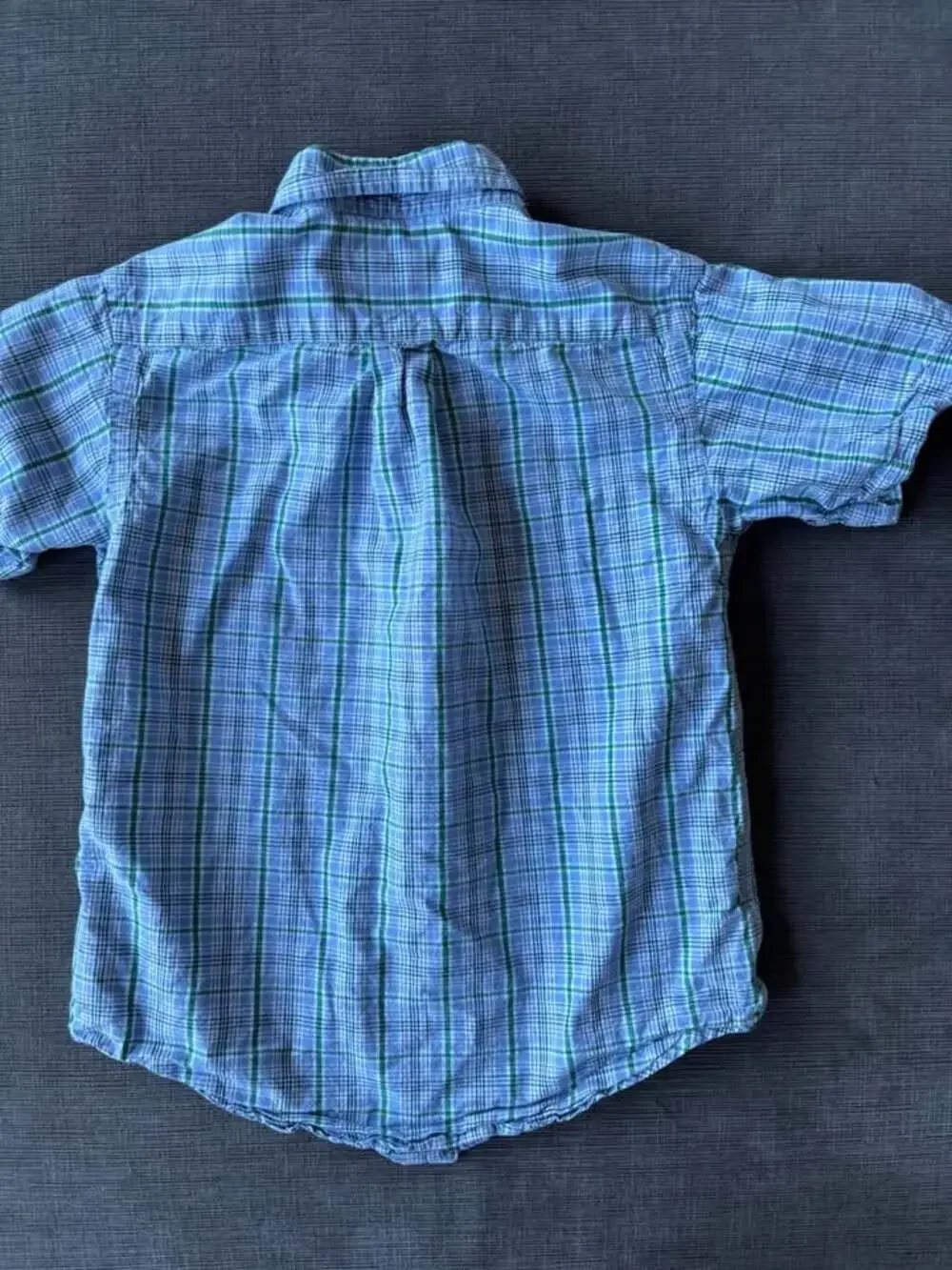 Polo Ralph Lauren Boys size 6 Plaid Button Down Shirt Short Sleeve Blue Green